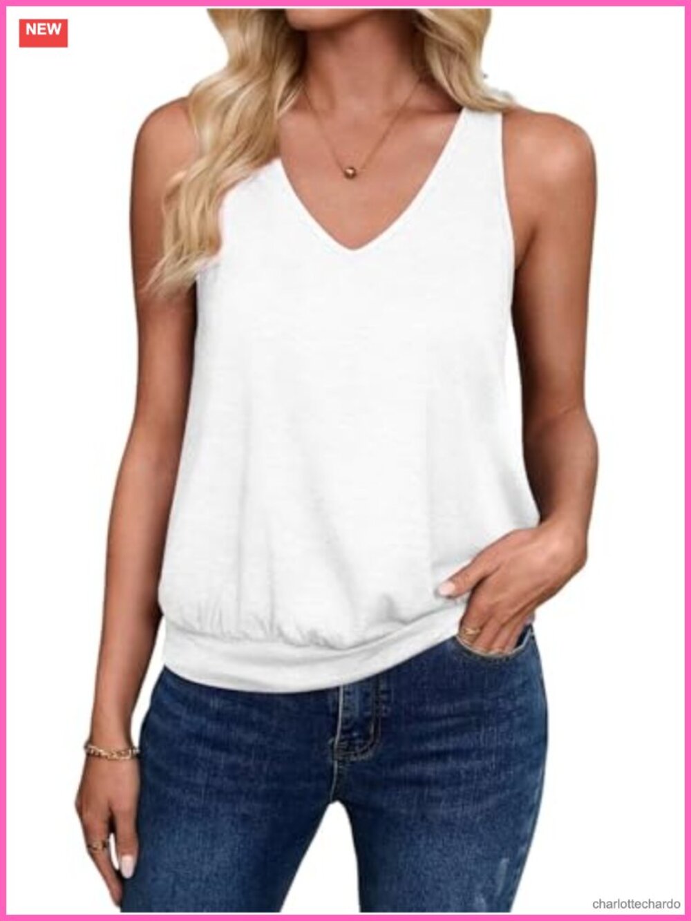 Womens Tank Top V Neck Sleeveless Loose Fit Summer Casual Beach Vacation